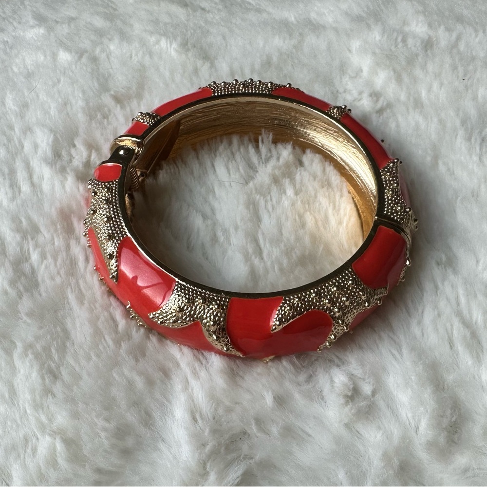 J. Crew Enamel Bangle Bracelet - Orange and Gold